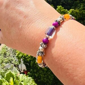 Purple and Yellow Beaded Bracelet
